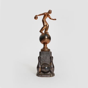 Vintage 1950s 1953 bronze bowling trophy 