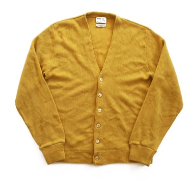 mustard cardigan / vintage cardigan / 1960s Sears acrylic knit Kurt Cobain mustard cardigan Large 