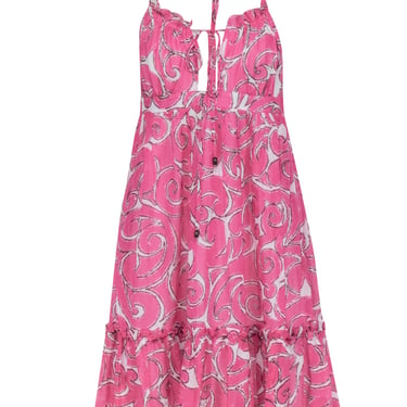 Milly - Pink &amp; Cream Print Halter Dress Sz 8