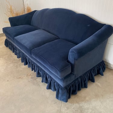 Navy Blue Ruffle Skirted Sofa