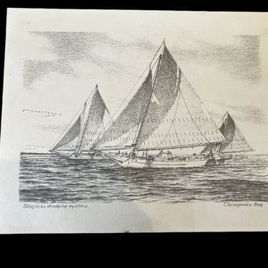 John Moll Print "Skipjacks Dredging Oysters"