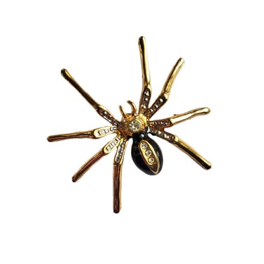 Spider Brooch Pin with Rhinestone Embellishments - Vintage Jewelry - Vintage Accessories 