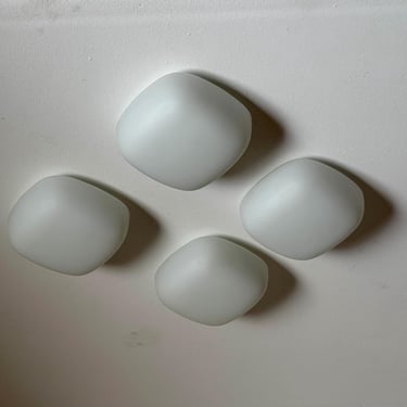 1 of 20 Retro Minimalist White Square Opal Glass Wall Sconces / Mid Century Modern Flush Mount Ceiling Lights / Wall Lamps / Yugoslavia 60s 