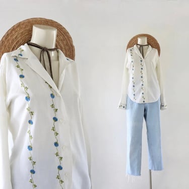 imperfect embroidered 60's blouse - m 