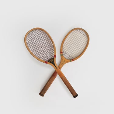 Antique 1900s Wright and Ditson Makers Columbia + All American tennis Rackets wall art gallery wall 