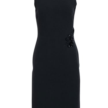 Celine - Black Sleeveless Sheath Dress w/ Side Embellishment Detail Sz 6