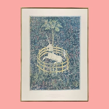 Vintage The Unicorn in Captivity Print 1980s Retro Size 28x20 The Metropolitan Museum of Art + 7th Tapestry + Hunt of the Unicorn + Wall Art 