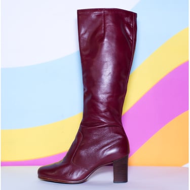 Vintage 1970s Oxblood Tall Boots | Size 6 1/2 