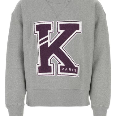 Kenzo Men Melange Grey Cotton Varsity Sweatshirt