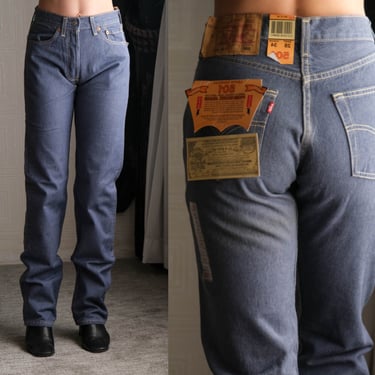 Vintage 90s LEVIS Medium Stone Indigo Wash 501 High Waisted Jeans Unworn New w/ Tags | Size 28x34 | DEADSTOCK | 1990s Levis Unisex Denim 