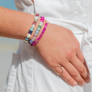 Hot Pink Rainbow Moonstone Bracelet - Kekipi 