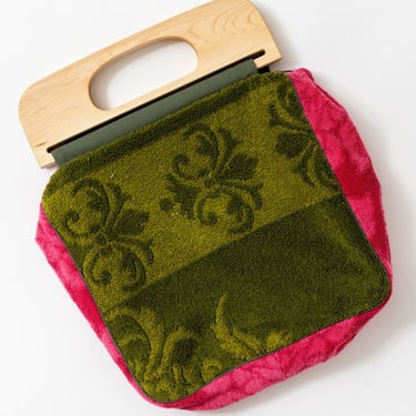 Carleen Towel Boxy Handbag - Pink/Green