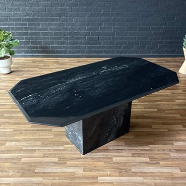 Italian Vintage Post Modern Black Marble Dining Table, c.1970’s 