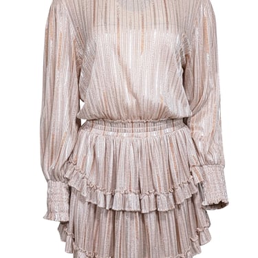 Misa Los Angeles - Blush Pink Metallic Striped Mini Dress Sz S