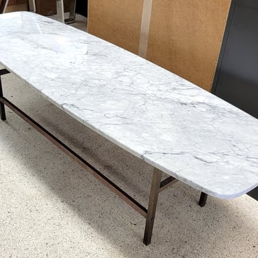 White Marble Surfboard Style With Metal Base Coffee Table 