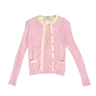 Chanel Pink Ribbed 2-Piece Sweater Set