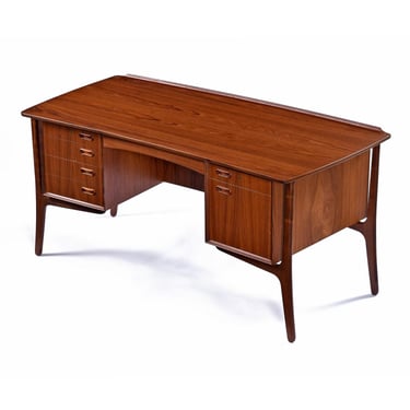 Svend Madsen for HP Hansen Danish Modern Teak Executive Desk with Bookcase 