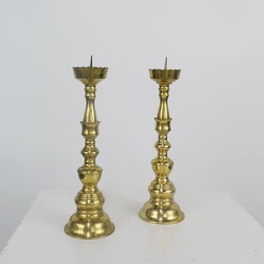 Vintage Ornate Brass Pair of Candleholders, Home Decor, Large Candleholders, Academia Decor, Vintage Brass by Mo