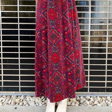 Psychedelic Velvet Paisley Maxi Skirt