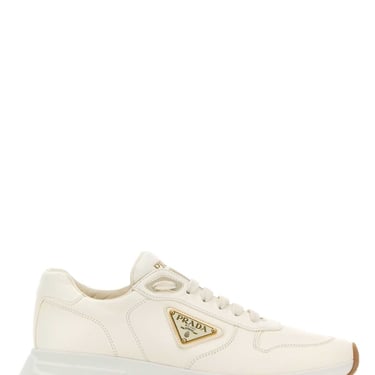 Prada Men Ivory Nappa Leather Sneakers