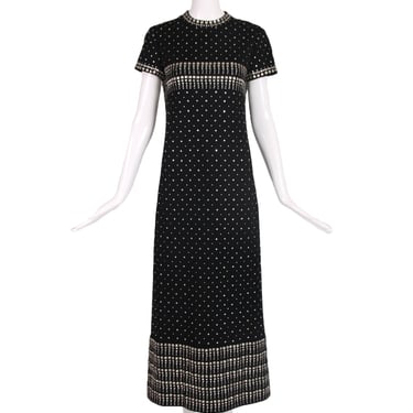 1966 Geoffrey Beene Black Studded Cocktail Dress