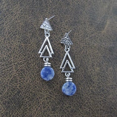 Blue sodalite earrings, triangle earrings 