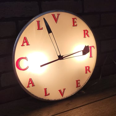 Vintage Calvert Whiskey Lighted Wall Clock 