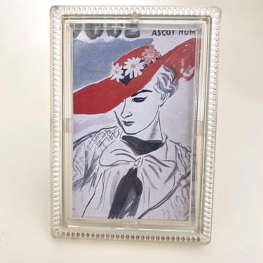 Art Deco Vintage  1930s Stylish Early Plastic small photo frame with Lady print by BakeliteBa