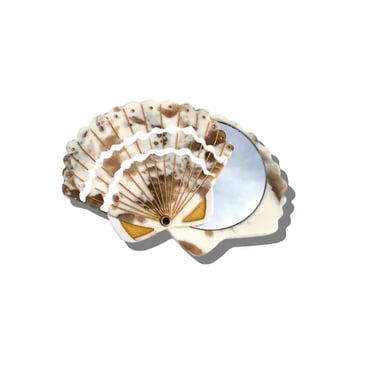 Hand-Painted Seashell Compact Mirror