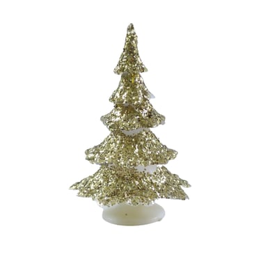 Putz Glitter Tree made in Japan c. 1950s, Vintage Mini Gold Tiered Ornament, Tablescape Supply, Golden Anniversary, no1 