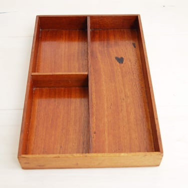 Vintage Teak Desk Organizer Tray Mid Century Modern 