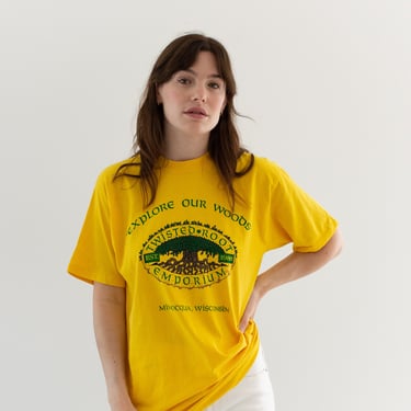 Vintage Yellow Tee T-Shirt | Minocqua Wi Short Sleeve Crewneck Tee | Made in USA | S | 
