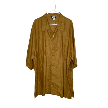 Vintage Rio Gold Linen Guayaberas Short Sleeve Button Down Shirt, Size XXL 