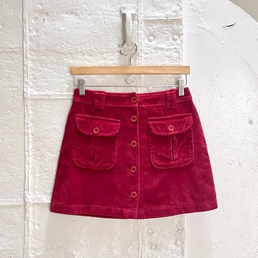 Vintage Y2K Moschino Jeans Red Velvet Mini Skirt 