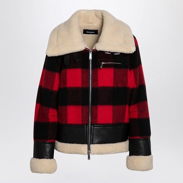 Dsquared2 Red/Black Chequered Jacket In Wool Women