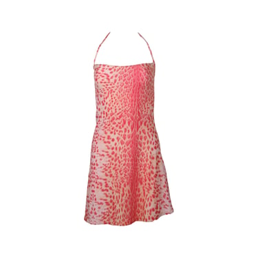 Roberto Cavalli Pink Cheetah Halter Mini Dress