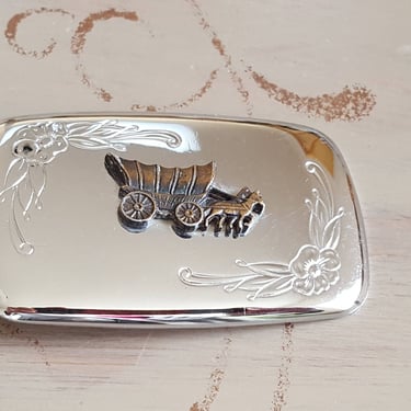 Vintage Southwest Buckle~Covered Wagon~Old West Cowboy Buckle~Metal and Brass~Vintage Buckle made in USA~Gift for Him~JewelsandMetals. 