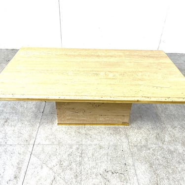 Vintage travertine and brass coffee table by Fedam, 1970s - travertine coffee table - brass coffee table - hollywood regency coffee table 