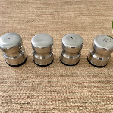 Vintage Danish Modern Stainless Steel Salt and Pepper Shaker Set 