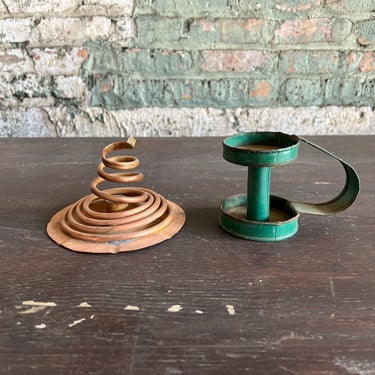 Pair of Primitive Homemade Candle Holders 