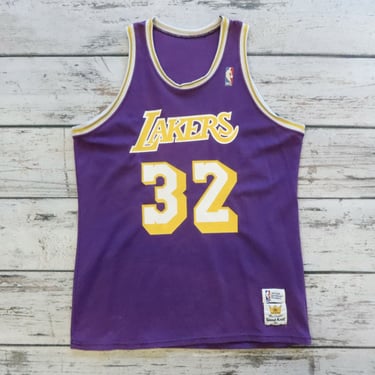 Vintage Los Angeles Lakers Magic Johnson Basketball Jersey by Sand Knit NBA