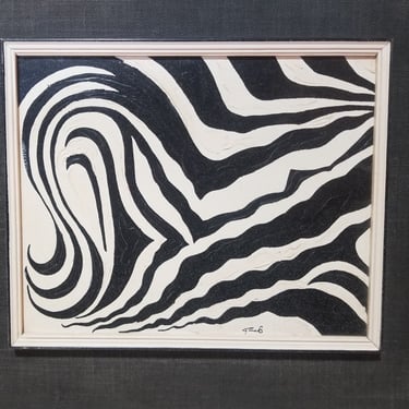Mid-Century Modern Abstract Painting, Black & White 1950's 