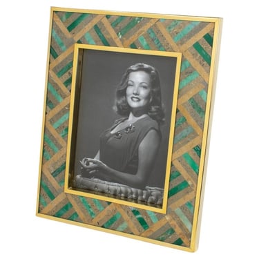 Rita Frascione Firenze Gilt Brass and Hard Stone Picture Frame, 1980s