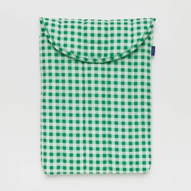 Puffy Laptop Sleeve 13&quot;/14&quot; - Green Gingham