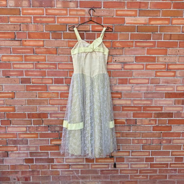 vintage 50s yellow lace cupcake dress / s small 