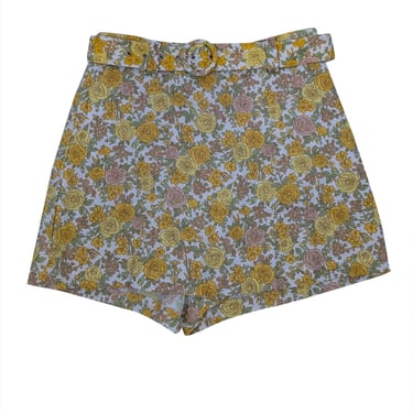 Faithfull the Brand - Yellow & White Floral Print Linen Skort Sz 2