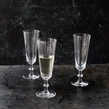 Trio of Optic Glass Champagne Flutes