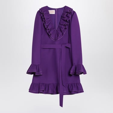 Valentino Purple Wool And Silk Mini Dress Women