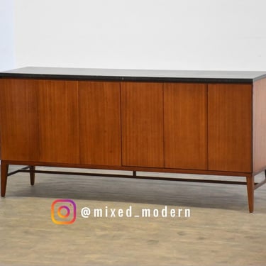 Refinished Paul McCobb Calvin Magogany and Marble Credenza 