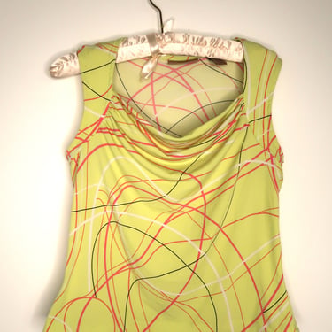 2000s Vintage Abstract Cowl Neck Top